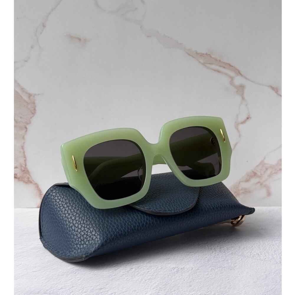 NEW Loewe LW40129U Anagram Thick Square Sunglasses in Green